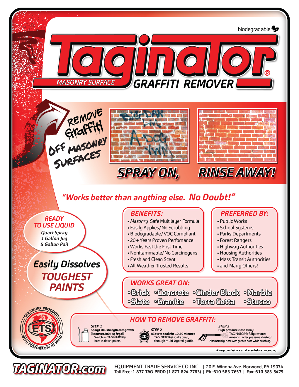 Graffiti Remover SDS, Safety Data Sheets for Taginator and Tagaway