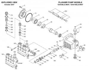 Exploded view of the CAT Pump 1DX03ELS.MIST